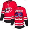 Adidas Carolina Hurricanes #28 Elias Lindholm Punainen Kotiottelu Aito USA Flag Ommeltu NHL Paita – Miesten