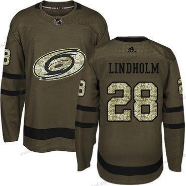 Adidas Carolina Hurricanes #28 Elias Lindholm Vihreä Salute to Service Ommeltu NHL Paita – Nuoret