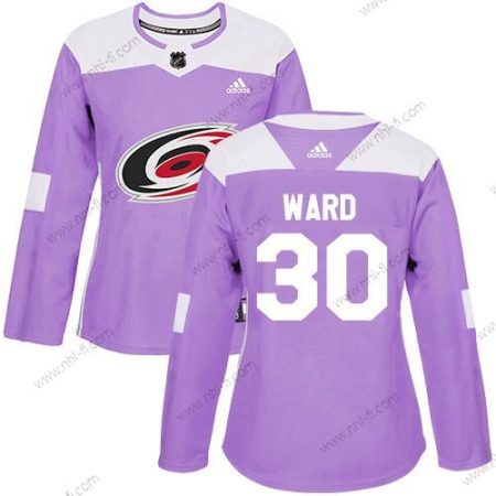 Adidas Carolina Hurricanes #30 Cam Ward Violetti Aito Taistelee syöpää vastaan Ommeltu NHL Paita – Naisten