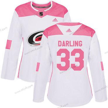 Adidas Carolina Hurricanes #33 Scott Darling Valkoinen Pinkki Aito Ommeltu NHL Paita – Naisten