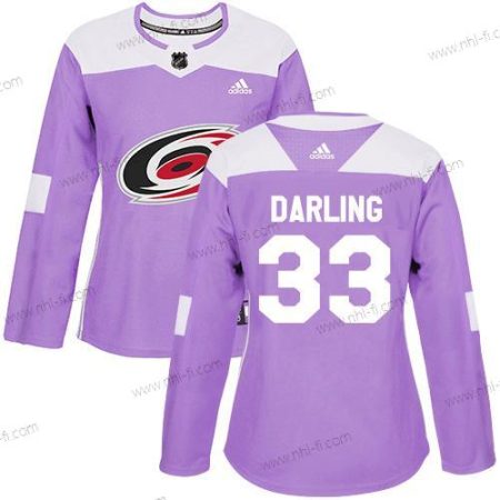 Adidas Carolina Hurricanes #33 Scott Darling Violetti Aito Taistelee syöpää vastaan Ommeltu NHL Paita – Naisten