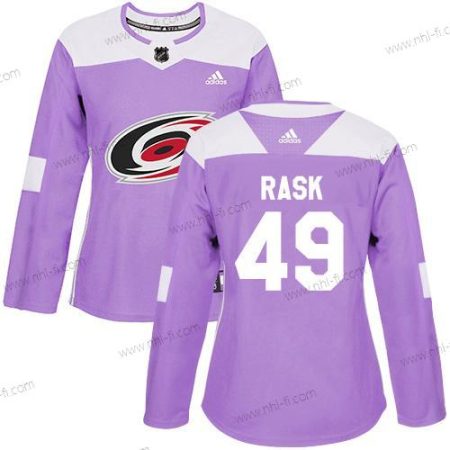 Adidas Carolina Hurricanes #49 Victor Rask Violetti Aito Taistelee syöpää vastaan Ommeltu NHL Paita – Naisten