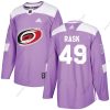 Adidas Carolina Hurricanes #49 Victor Rask Violetti Aito Taistelee syöpää vastaan Ommeltu NHL Paita – Nuoret