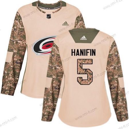 Adidas Carolina Hurricanes #5 Noah Hanifin Maastokuvio Aito 2017 Veterans Day Ommeltu NHL Paita – Naisten