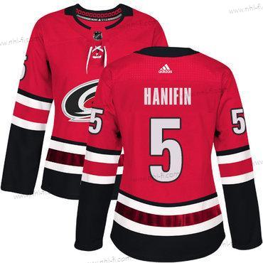 Adidas Carolina Hurricanes #5 Noah Hanifin Punainen Kotiottelu Aito Ommeltu NHL Paita – Naisten