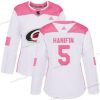 Adidas Carolina Hurricanes #5 Noah Hanifin Valkoinen Pinkki Aito Ommeltu NHL Paita – Naisten