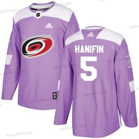 Adidas Carolina Hurricanes #5 Noah Hanifin Violetti Aito Taistelee syöpää vastaan Ommeltu NHL Paita – Miesten