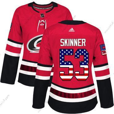 Adidas Carolina Hurricanes #53 Jeff Skinner Punainen Kotiottelu Aito USA Flag Ommeltu NHL Paita – Naisten