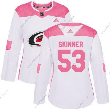 Adidas Carolina Hurricanes #53 Jeff Skinner Valkoinen Pinkki Aito Ommeltu NHL Paita – Naisten