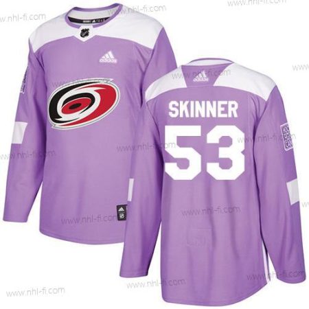 Adidas Carolina Hurricanes #53 Jeff Skinner Violetti Aito Taistelee syöpää vastaan Ommeltu NHL Paita – Miesten