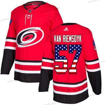 Adidas Carolina Hurricanes #57 Trevor Van Riemsdyk Punainen Kotiottelu Aito USA Flag Ommeltu NHL Paita – Miesten