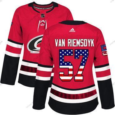 Adidas Carolina Hurricanes #57 Trevor Van Riemsdyk Punainen Kotiottelu Aito USA Flag Ommeltu NHL Paita – Naisten