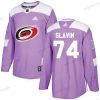 Adidas Carolina Hurricanes #74 Jaccob Slavin Violetti Aito Taistelee syöpää vastaan Ommeltu NHL Paita – Miesten