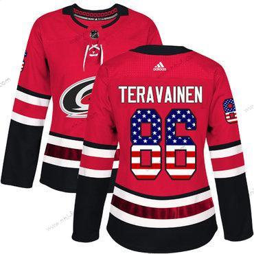 Adidas Carolina Hurricanes #86 Teuvo Teravainen Punainen Kotiottelu Aito USA Flag Ommeltu NHL Paita – Naisten