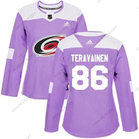 Adidas Carolina Hurricanes #86 Teuvo Teravainen Violetti Aito Taistelee syöpää vastaan Ommeltu NHL Paita – Naisten