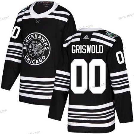 Adidas Chicago Blackhawks #00 Clark Griswold Musta Aito 2019 Talvi Klassinen Ommeltu NHL Paita – Miesten