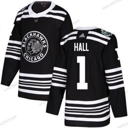 Adidas Chicago Blackhawks #1 Glenn Hall Musta Aito 2019 Talvi Klassinen Ommeltu NHL Paita – Miesten