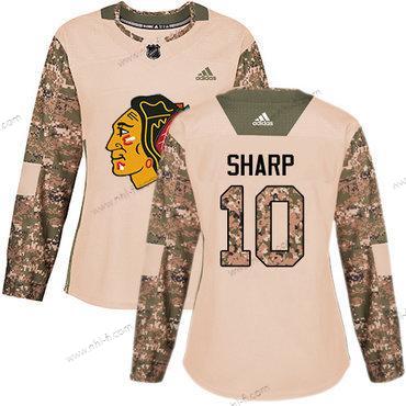 Adidas Chicago Blackhawks #10 Patrick Sharp Maastokuvio Aito 2017 Veterans Day Ommeltu NHL Paita – Naisten