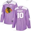 Adidas Chicago Blackhawks #10 Patrick Sharp Violetti Aito Taistelee syöpää vastaan Ommeltu NHL Paita – Nuoret