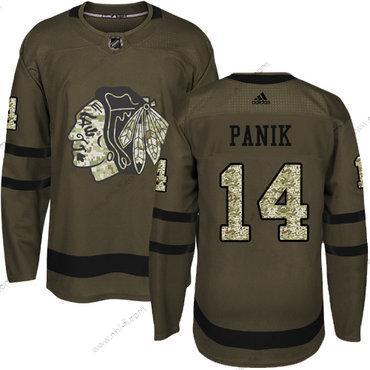 Adidas Chicago Blackhawks #14 Richard Panik Vihreä Salute to Service Ommeltu NHL Paita – Nuoret