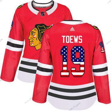 Adidas Chicago Blackhawks #19 Jonathan Toews Punainen Kotiottelu Aito USA Flag Ommeltu NHL Paita – Naisten