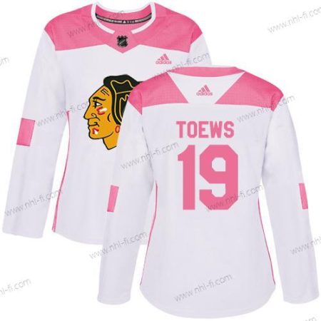 Adidas Chicago Blackhawks #19 Jonathan Toews Valkoinen Pinkki Aito Ommeltu NHL Paita – Naisten