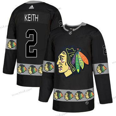 Adidas Chicago Blackhawks #2 Duncan Keith Musta Maajoukkue Logos Paita – Miesten