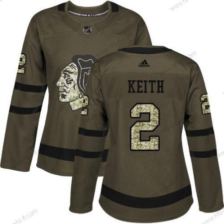 Adidas Chicago Blackhawks #2 Duncan Keith Vihreä Salute to Service Ommeltu NHL Paita – Naisten