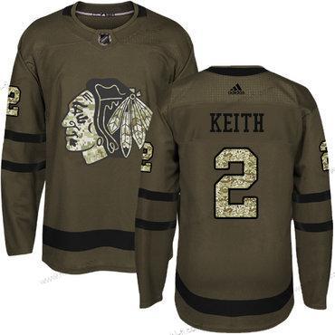 Adidas Chicago Blackhawks #2 Duncan Keith Vihreä Salute to Service Ommeltu NHL Paita – Nuoret