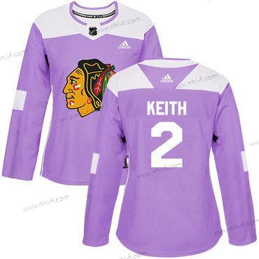 Adidas Chicago Blackhawks #2 Duncan Keith Violetti Aito Taistelee syöpää vastaan Ommeltu NHL Paita – Naisten