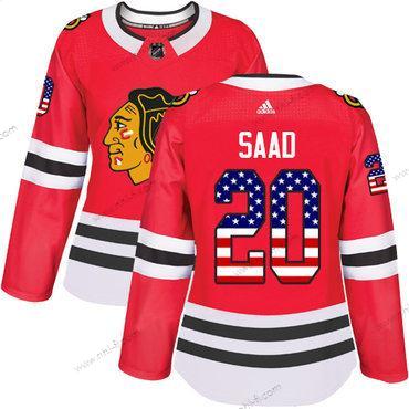 Adidas Chicago Blackhawks #20 Brandon Saad Punainen Kotiottelu Aito USA Flag Ommeltu NHL Paita – Naisten