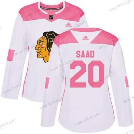 Adidas Chicago Blackhawks #20 Brandon Saad Valkoinen Pinkki Aito Ommeltu NHL Paita – Naisten