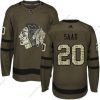 Adidas Chicago Blackhawks #20 Brandon Saad Vihreä Salute to Service Ommeltu NHL Paita – Nuoret