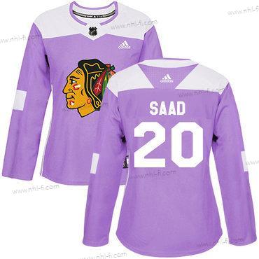 Adidas Chicago Blackhawks #20 Brandon Saad Violetti Aito Taistelee syöpää vastaan Ommeltu NHL Paita – Naisten