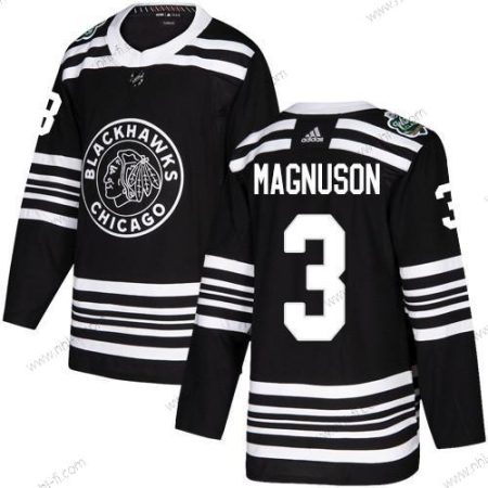 Adidas Chicago Blackhawks #3 Keith Magnuson Musta Aito 2019 Talvi Klassinen Ommeltu NHL Paita – Miesten