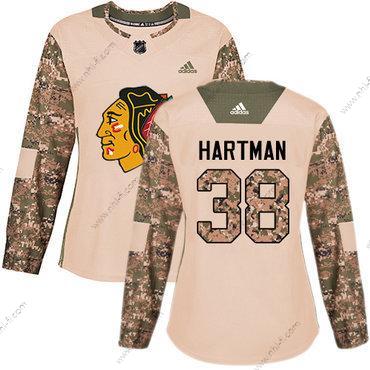 Adidas Chicago Blackhawks #38 Ryan Hartman Maastokuvio Aito 2017 Veterans Day Ommeltu NHL Paita – Naisten