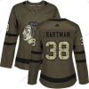 Adidas Chicago Blackhawks #38 Ryan Hartman Vihreä Salute to Service Ommeltu NHL Paita – Naisten