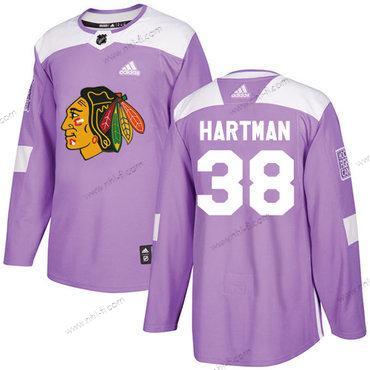 Adidas Chicago Blackhawks #38 Ryan Hartman Violetti Aito Taistelee syöpää vastaan Ommeltu NHL Paita – Nuoret