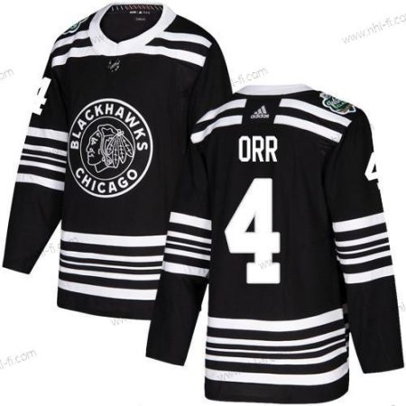 Adidas Chicago Blackhawks #4 Bobby Orr Musta Aito 2019 Talvi Klassinen Ommeltu NHL Paita – Miesten