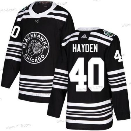 Adidas Chicago Blackhawks #40 John Hayden Musta Aito 2019 Talvi Klassinen Ommeltu NHL Paita – Miesten