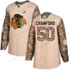 Adidas Chicago Blackhawks #50 Corey Crawford Maastokuvio Aito 2017 Veterans Day Ommeltu NHL Paita – Nuoret