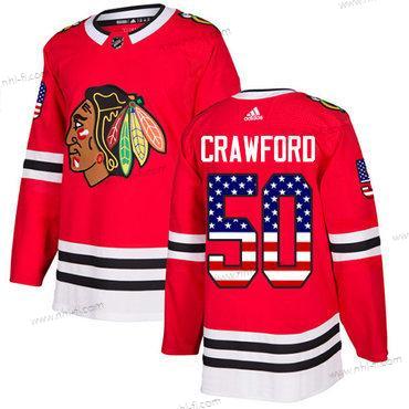 Adidas Chicago Blackhawks #50 Corey Crawford Punainen Kotiottelu Aito USA Flag Ommeltu NHL Paita – Nuoret