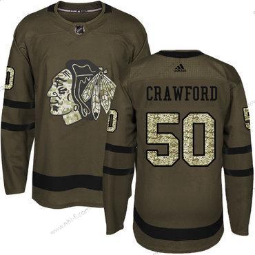 Adidas Chicago Blackhawks #50 Corey Crawford Vihreä Salute to Service Ommeltu NHL Paita – Nuoret