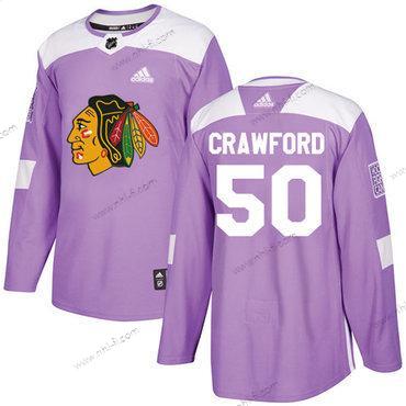 Adidas Chicago Blackhawks #50 Corey Crawford Violetti Aito Taistelee syöpää vastaan Ommeltu NHL Paita – Nuoret