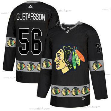 Adidas Chicago Blackhawks #56 Erik Gustafsson Musta Maajoukkue Logos Paita – Miesten