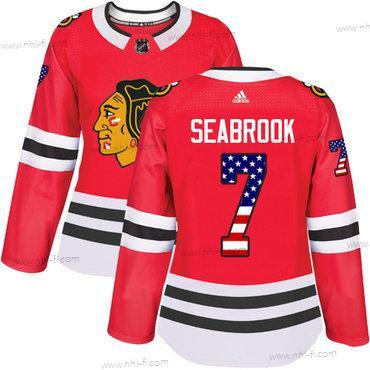 Adidas Chicago Blackhawks #7 Brent Seabrook Punainen Kotiottelu Aito USA Flag Ommeltu NHL Paita – Naisten