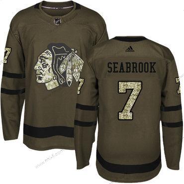 Adidas Chicago Blackhawks #7 Brent Seabrook Vihreä Salute to Service Ommeltu NHL Paita – Nuoret