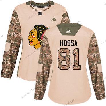 Adidas Chicago Blackhawks #81 Marian Hossa Maastokuvio Aito 2017 Veterans Day Ommeltu NHL Paita – Naisten