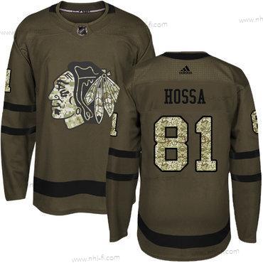 Adidas Chicago Blackhawks #81 Marian Hossa Vihreä Salute to Service Ommeltu NHL Paita – Nuoret