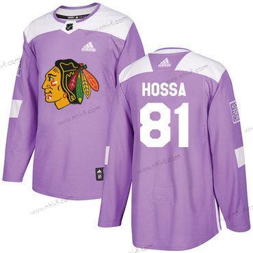 Adidas Chicago Blackhawks #81 Marian Hossa Violetti Aito Taistelee syöpää vastaan Ommeltu NHL Paita – Nuoret